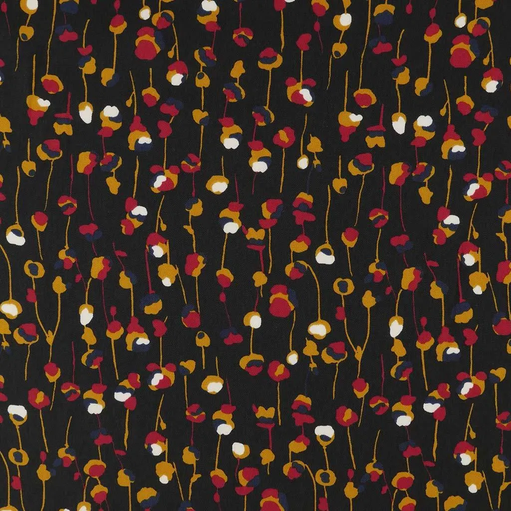 Monroe - Black, Seedlings Woven Crepe Fabric Sample