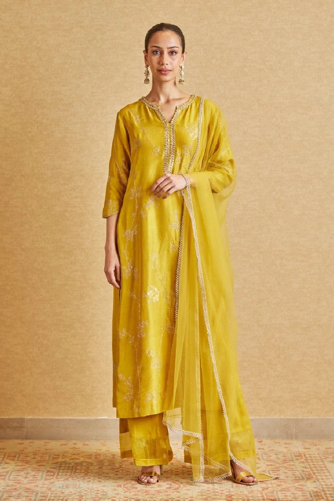 Mustard Embroidered Suit