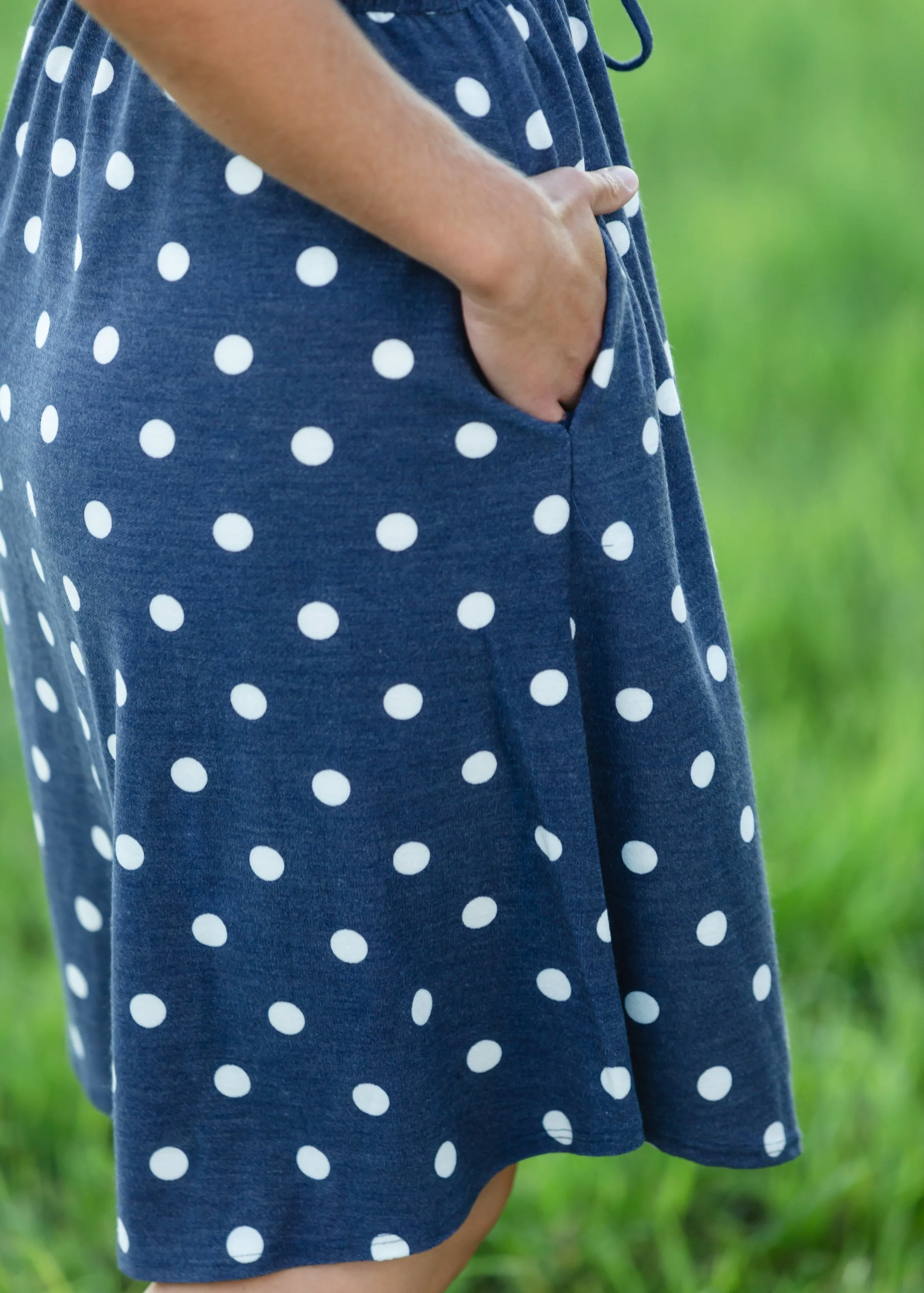 Navy French Terry Polka Dot Midi Dress - FINAL SALE