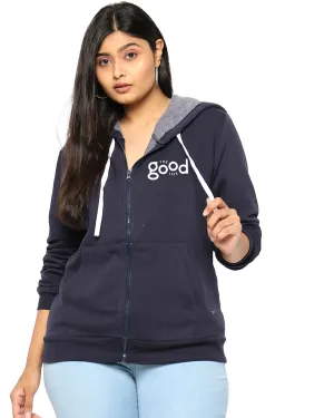 Navy "The Good Life" Front Zipper Sweatshirt | Navy