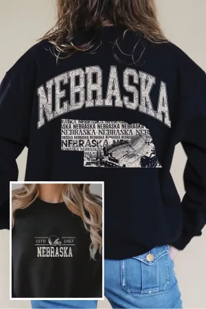 Nebraska State Front and Back Sweatshirt