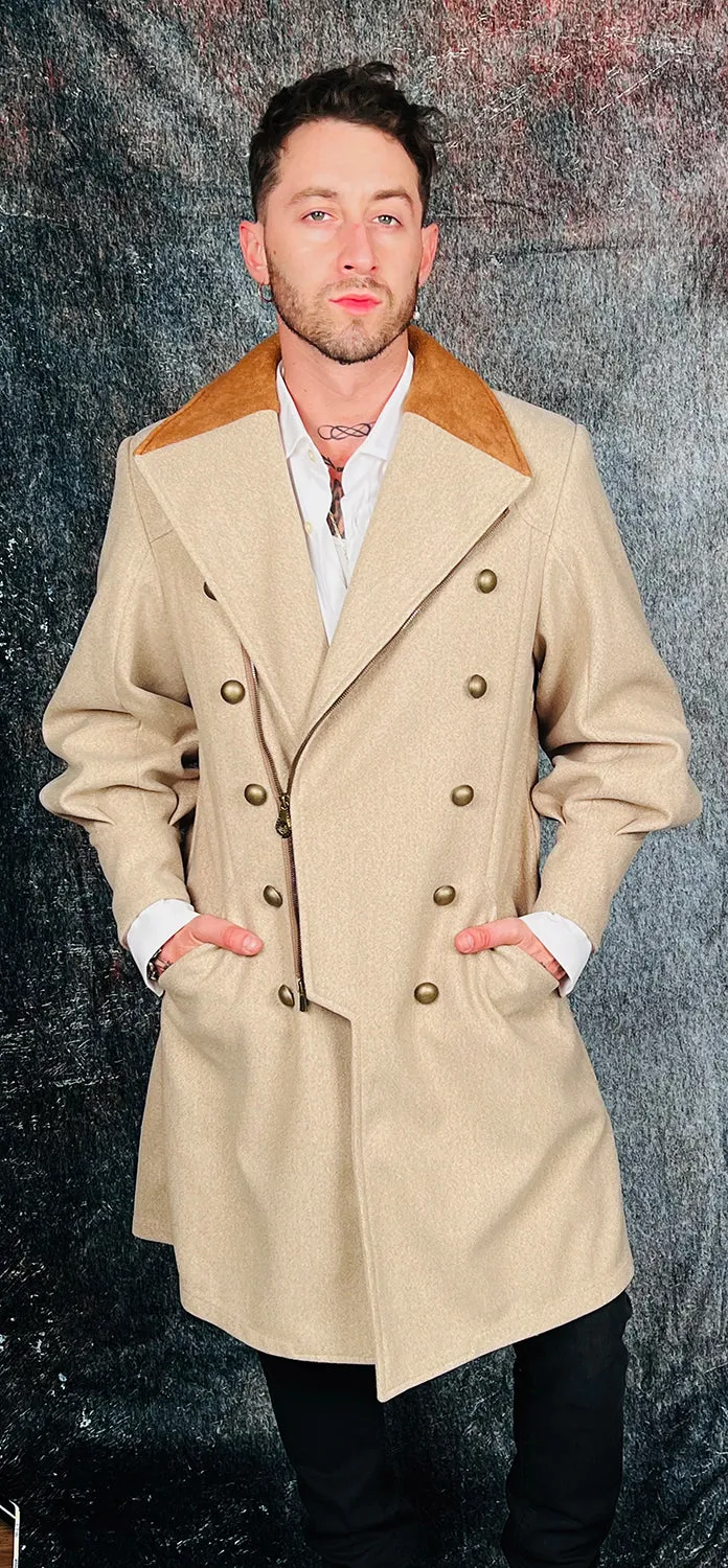 OBELISK - "NAPOLEON"  Melton Coat in Beige