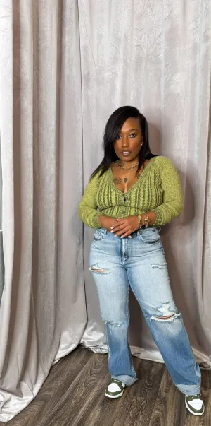 Off The Rip| Denim Distressed Dad Jeans