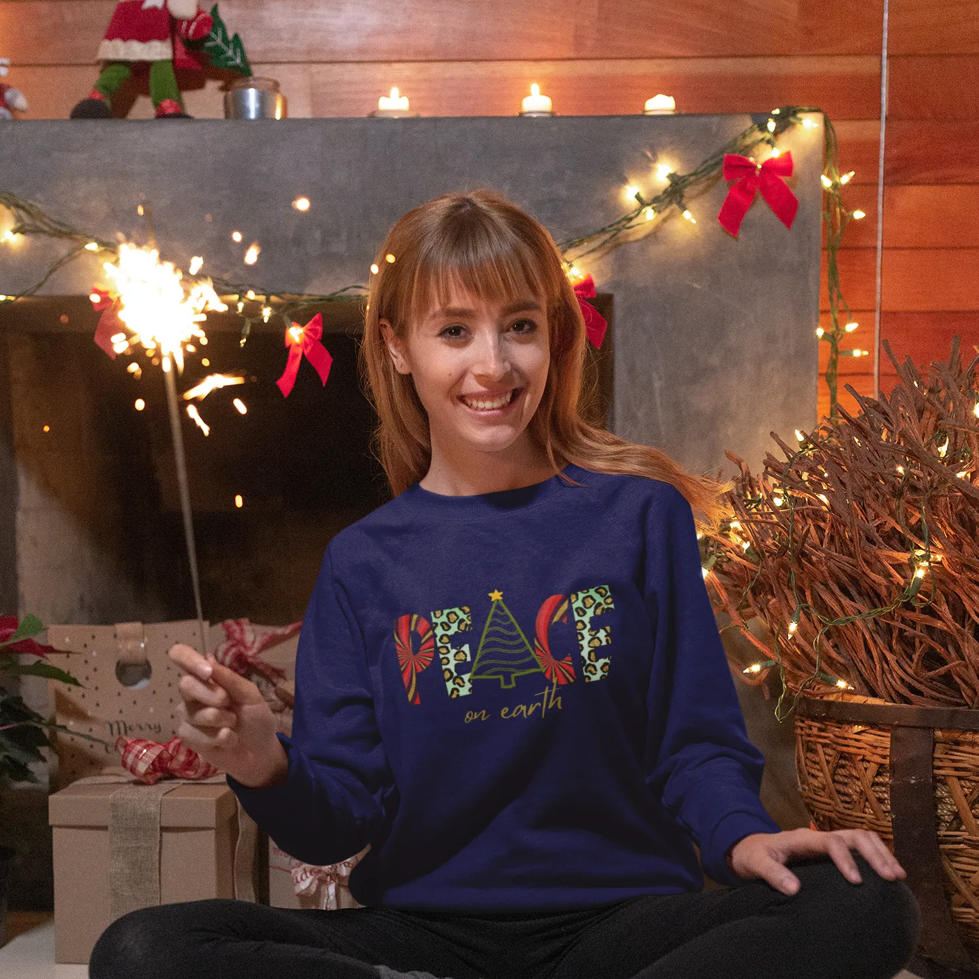 Peace On Earth, Christmas Sweatshirt, Womens Christmas Sweatshirt, Christmas Sweatshirts for Women, Christmas Women,Merry Christmas Sweatsh