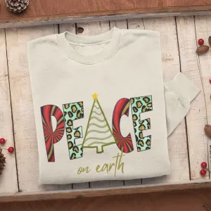 Peace On Earth, Christmas Sweatshirt, Womens Christmas Sweatshirt, Christmas Sweatshirts for Women, Christmas Women,Merry Christmas Sweatsh