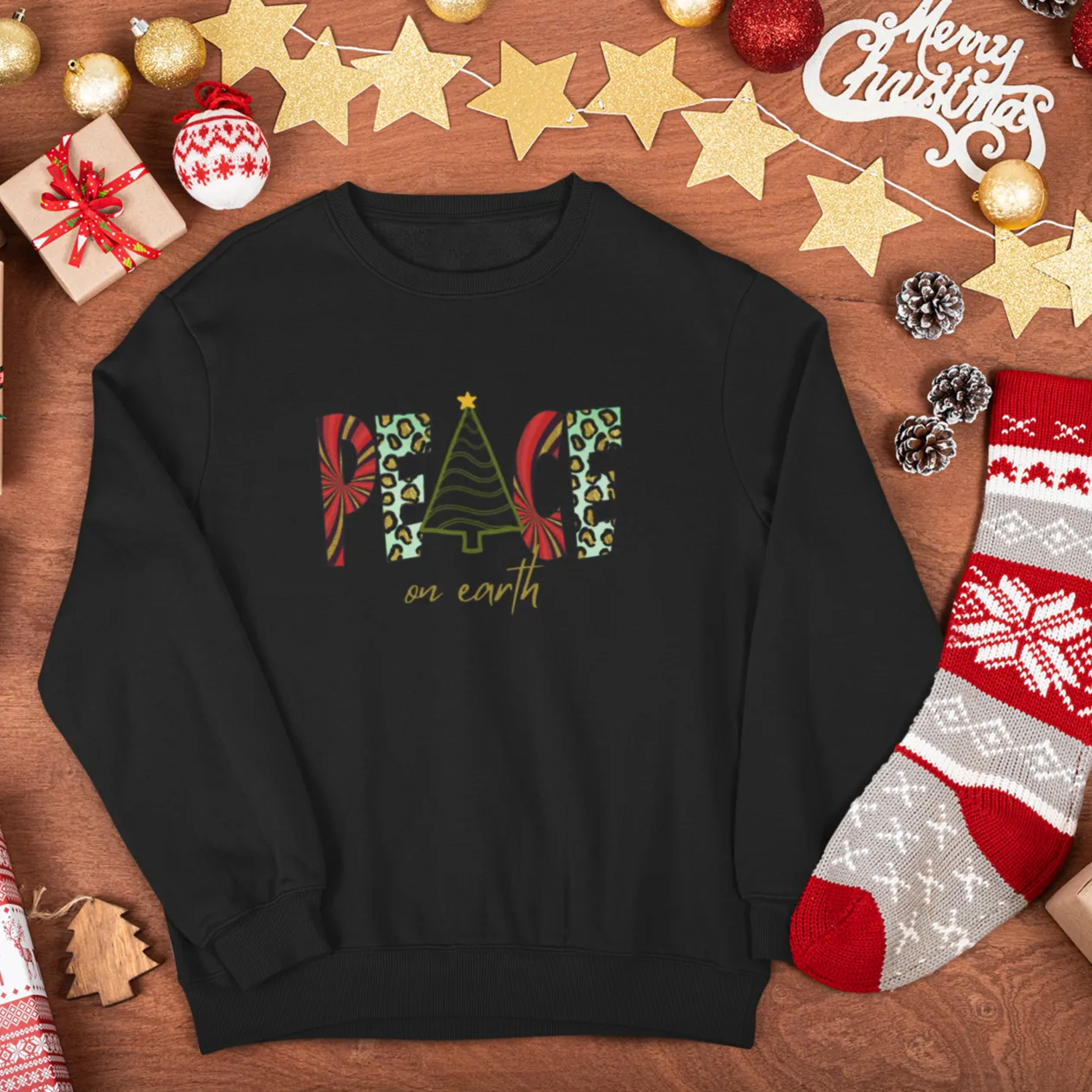 Peace On Earth, Christmas Sweatshirt, Womens Christmas Sweatshirt, Christmas Sweatshirts for Women, Christmas Women,Merry Christmas Sweatsh