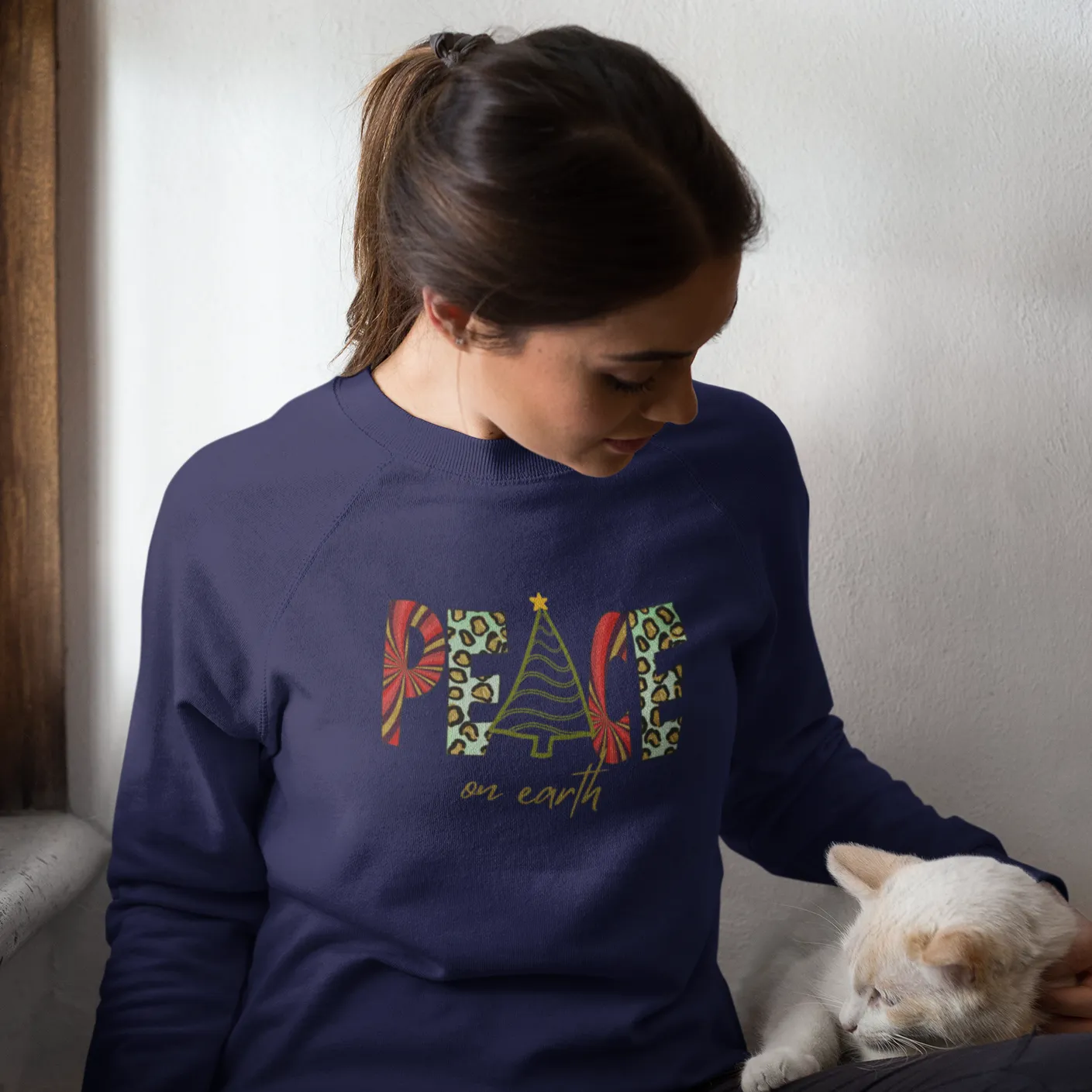 Peace On Earth, Christmas Sweatshirt, Womens Christmas Sweatshirt, Christmas Sweatshirts for Women, Christmas Women,Merry Christmas Sweatsh