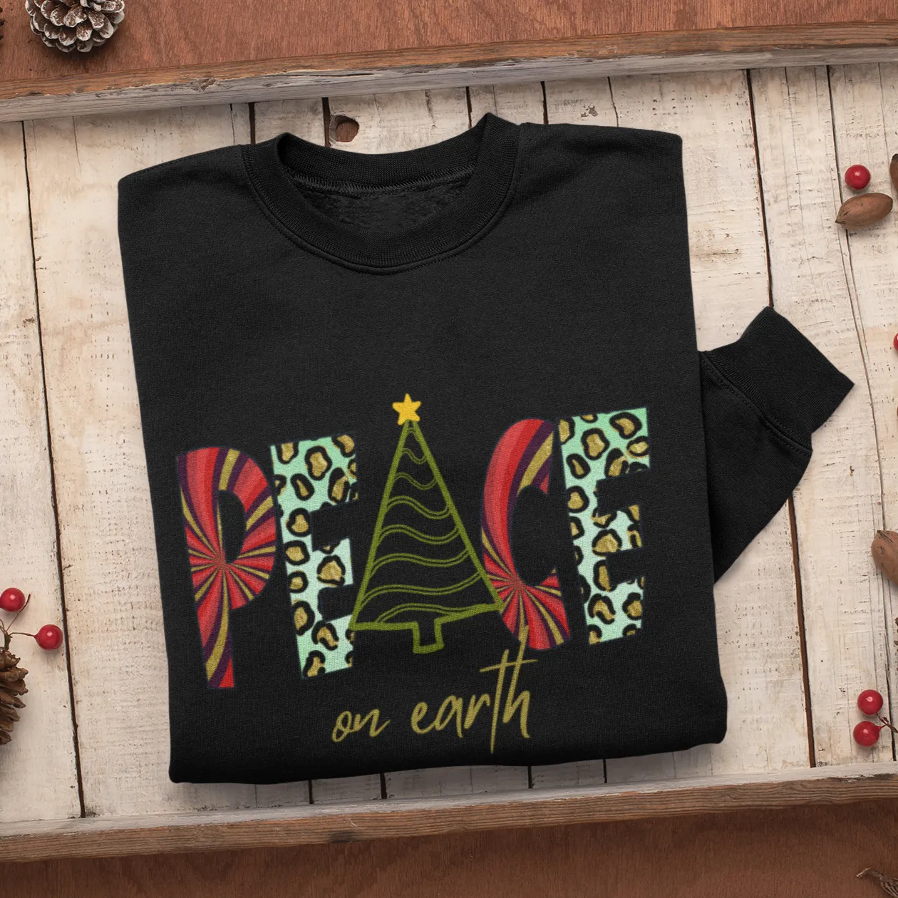 Peace On Earth, Christmas Sweatshirt, Womens Christmas Sweatshirt, Christmas Sweatshirts for Women, Christmas Women,Merry Christmas Sweatsh