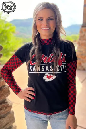 Pep Rally Checkered Top - Red/Black
