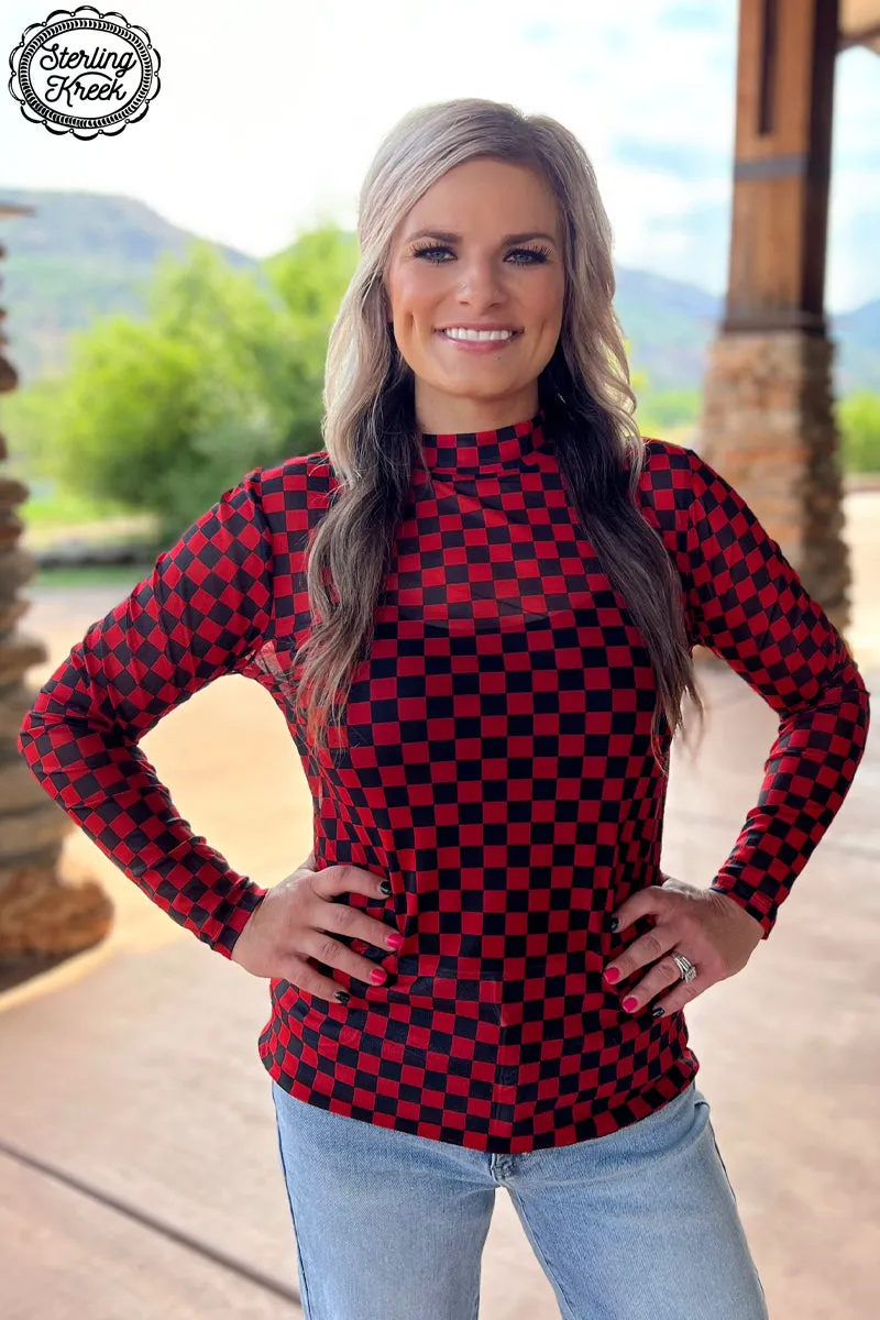 Pep Rally Checkered Top - Red/Black