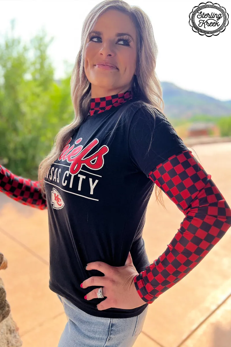 Pep Rally Checkered Top - Red/Black