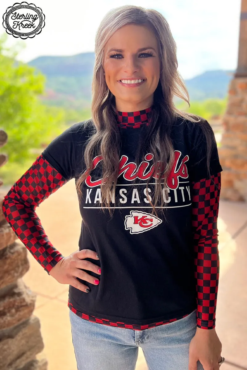 Pep Rally Checkered Top - Red/Black