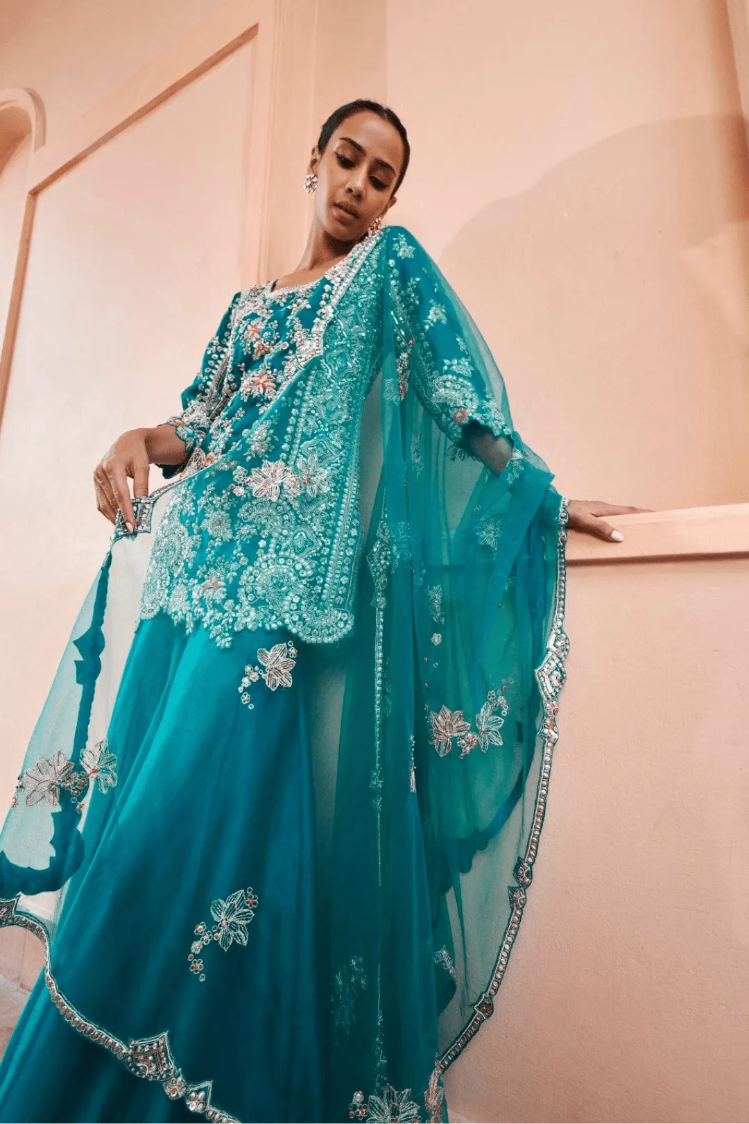 Pine Embroided Sharara