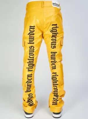 Politics Jeans - Alligator Leather Stacked Flare with Embroidery Harris - Yellow And Black - 563