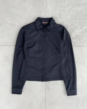 PRADA SPORT NYLON STRETCH ZIP UP SHIRT - L