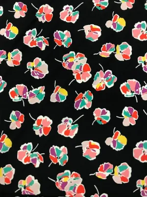 Printed Viscose - Black Flower Print ANA002/A