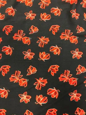 Printed Viscose Navy/Red Flower 5942