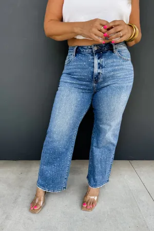 Rhinestone cowgirl mid-rise jeans