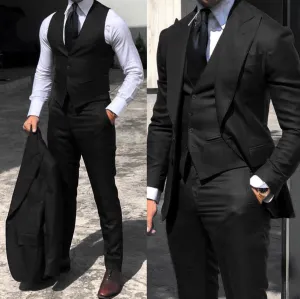 Riolio Classy Wedding  Suits Slim Fit Groom Wear Men's Tuxedo Groomsmen Suit Male Cheap Formal Business  (Jacket Vest Pants）