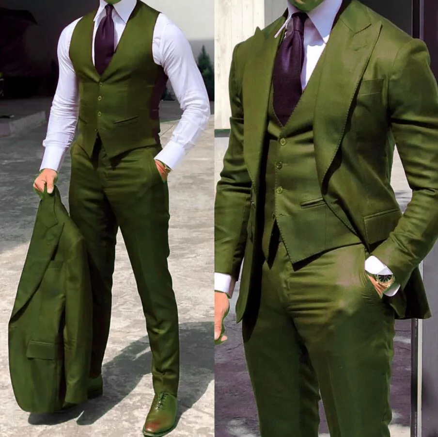 Riolio Classy Wedding  Suits Slim Fit Groom Wear Men's Tuxedo Groomsmen Suit Male Cheap Formal Business  (Jacket Vest Pants）