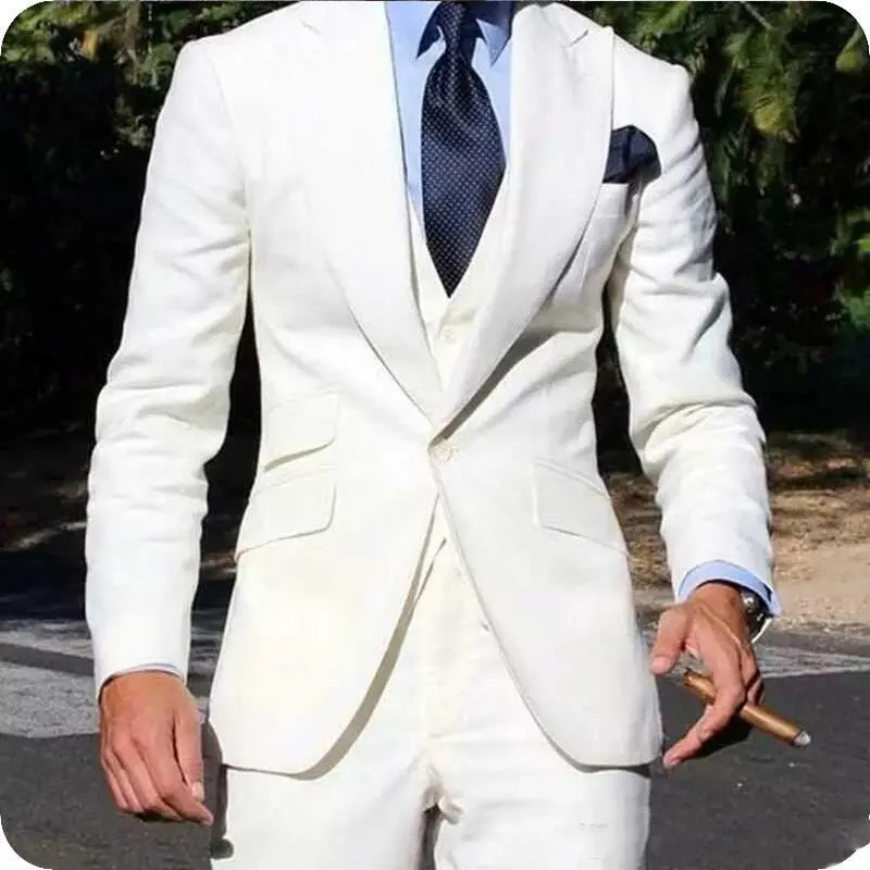 Riolio Classy Wedding  Suits Slim Fit Groom Wear Men's Tuxedo Groomsmen Suit Male Cheap Formal Business  (Jacket Vest Pants）