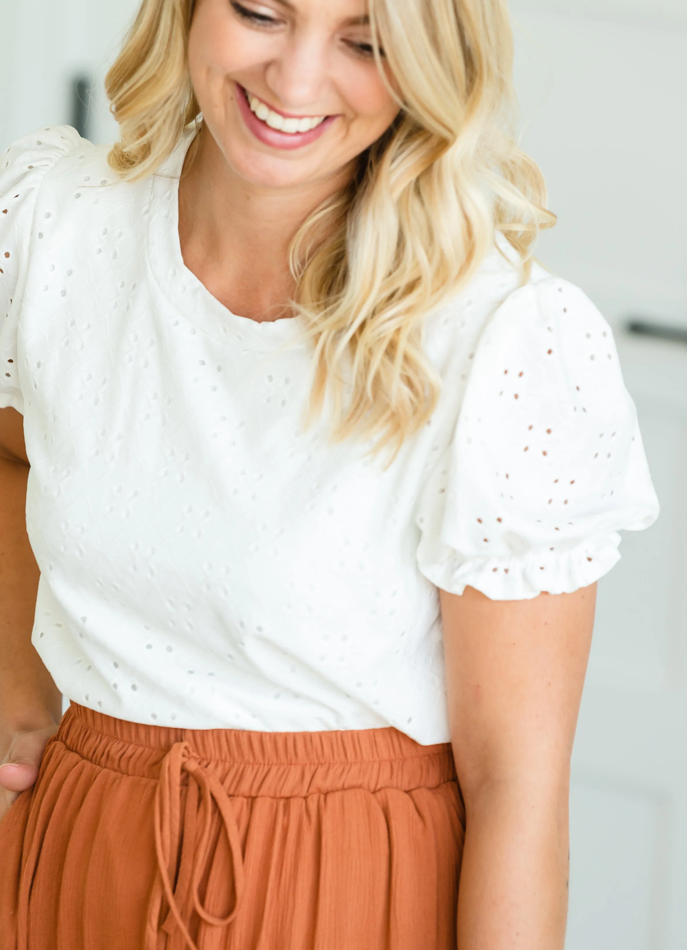 Rust Ruffle Hem Stretch Waist Maxi Skirt