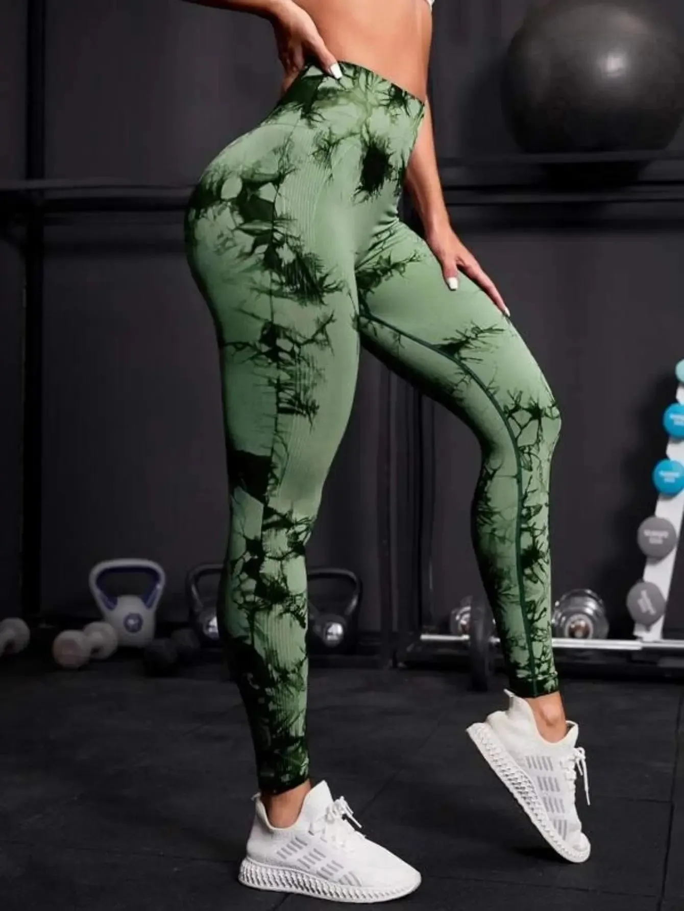 Seamless High Waist Tie Dye Leggings, Fitness Yoga Pants, Hip Lifting Elastic Tights