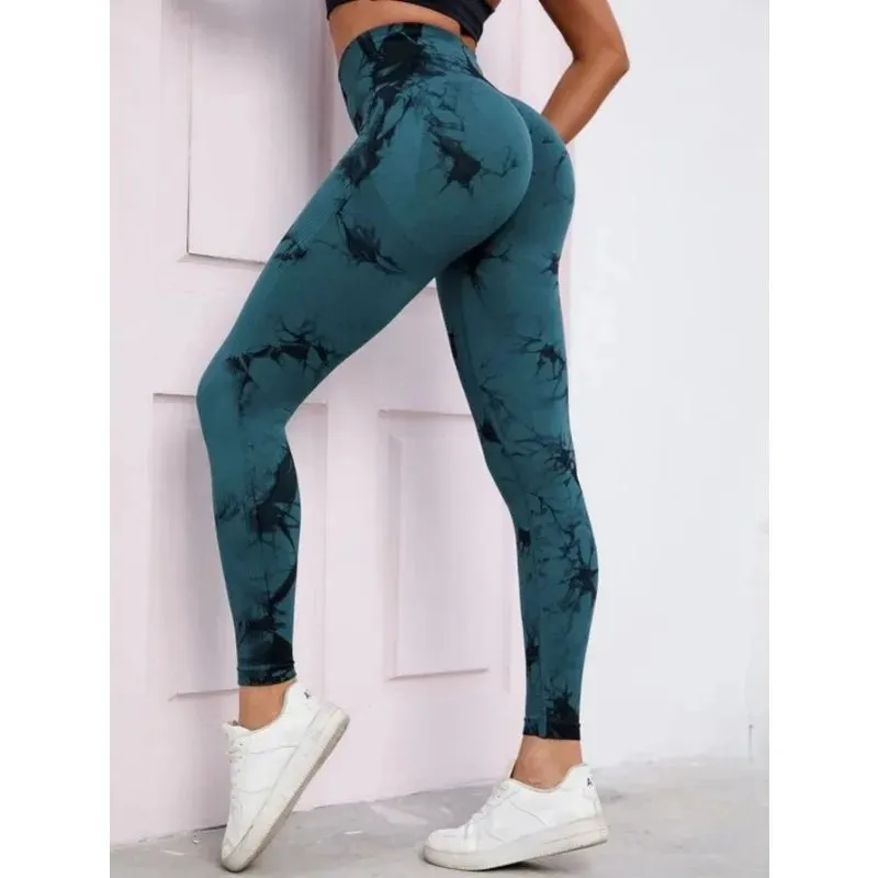 Seamless High Waist Tie Dye Leggings, Fitness Yoga Pants, Hip Lifting Elastic Tights