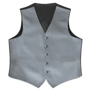 Silver Satin Full Back Tuxedo Vest