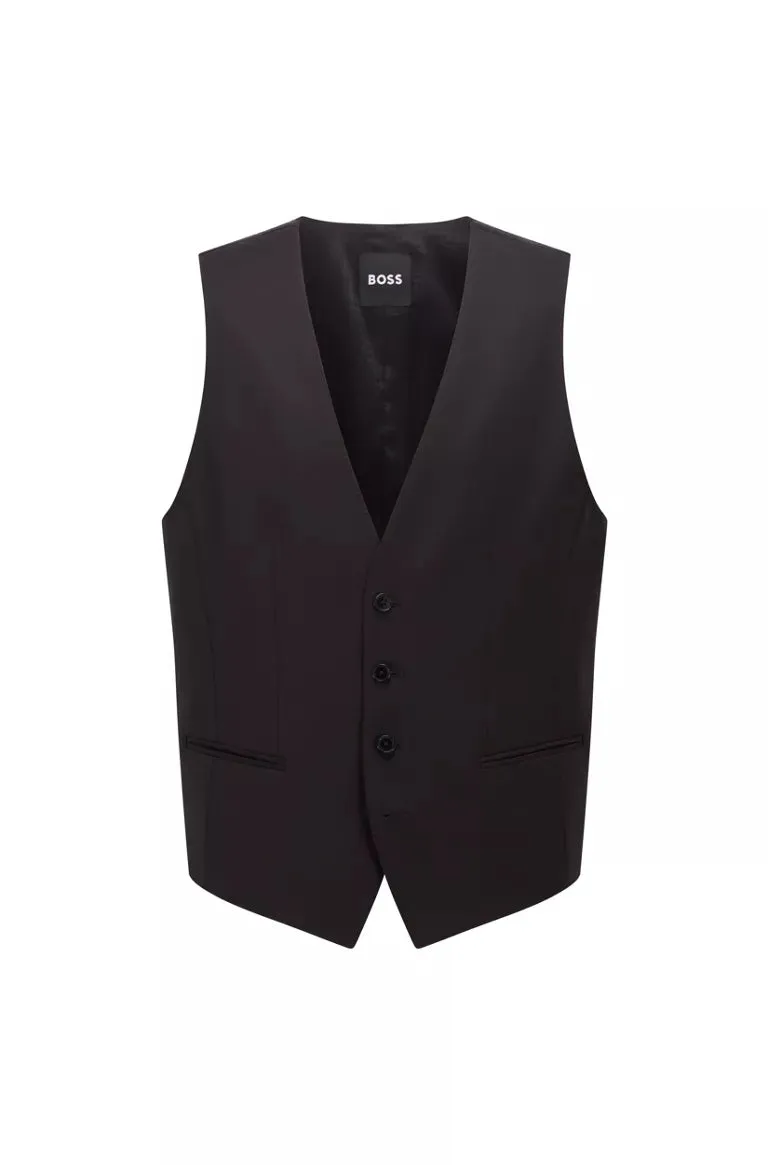 SINGLE-BREASTED VEST IN VIRGIN-WOOL SERGE H-HUGE-VEST-B1 - 50469160