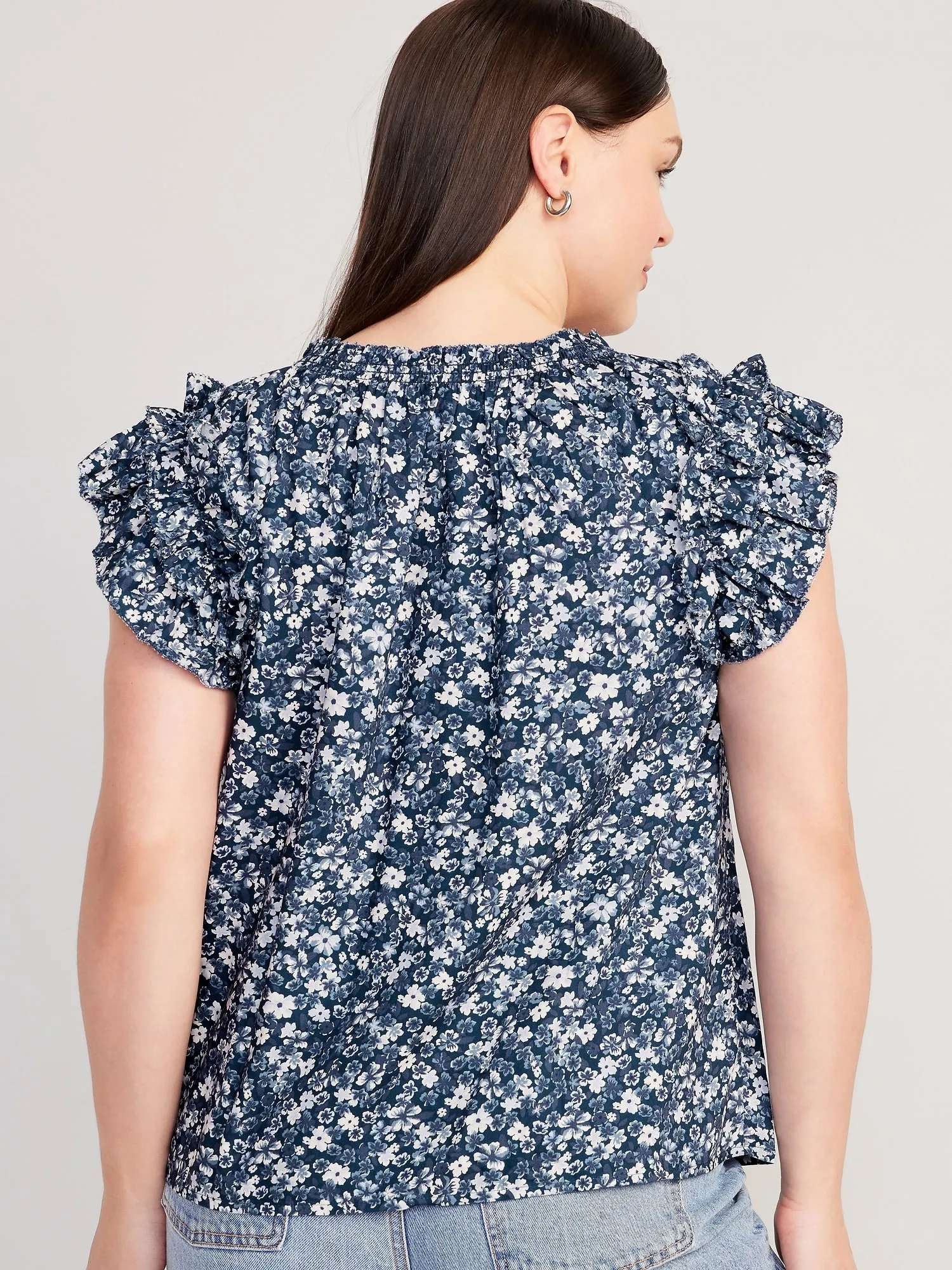 Sleeveless Ruffle-Trim Smocked Top for Women