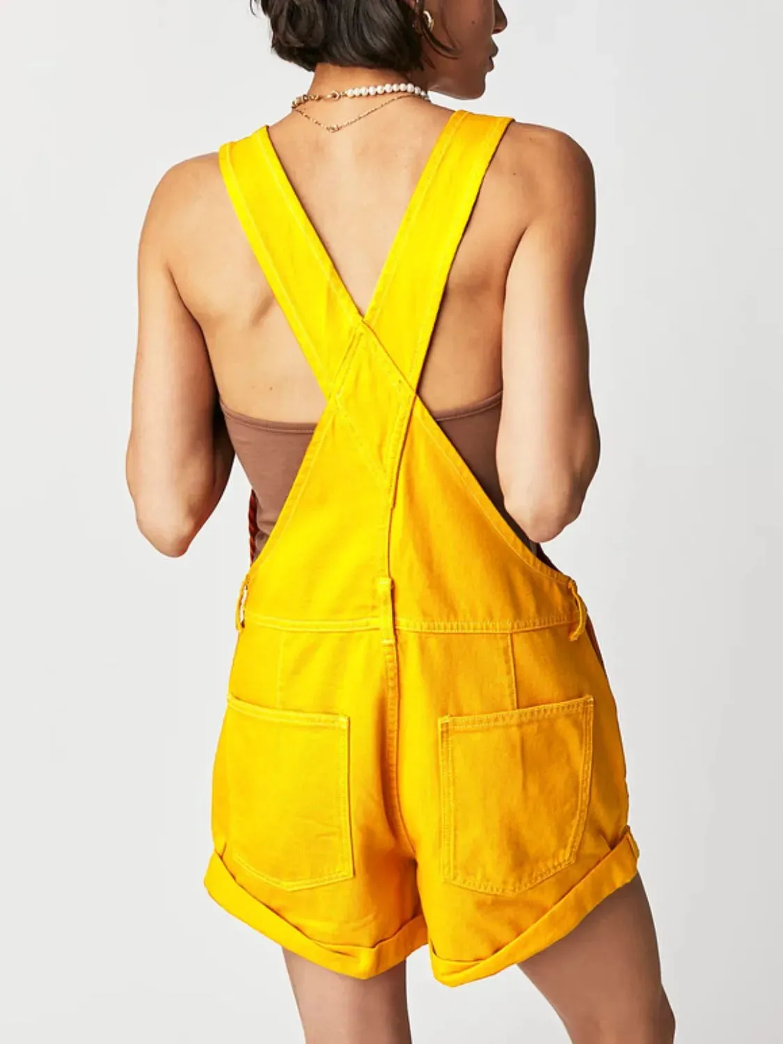 Square Neck Wide Strap Denim Overalls