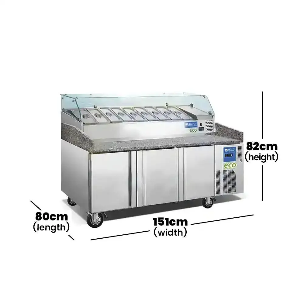 THS BG15-L2PZ VXR1500-395 Pizza Refrigerated Counter, 400 L Capacity, Power 680 W, 151 x 80 x 82 cm