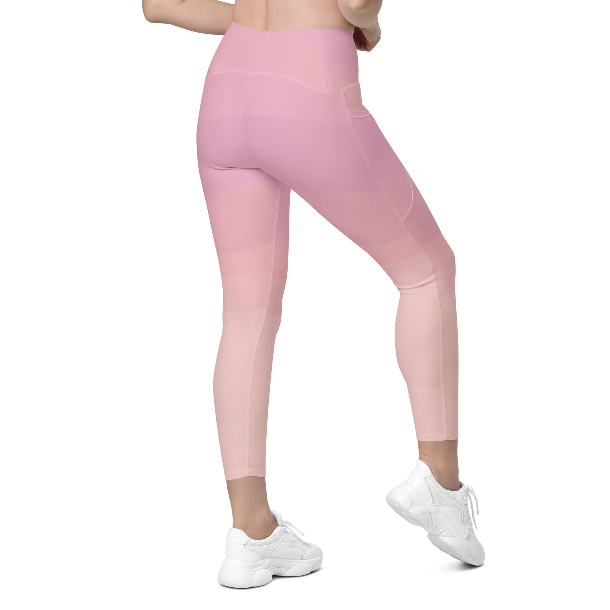 Tri-Color Pink Crossover leggings with pockets, lioness-love