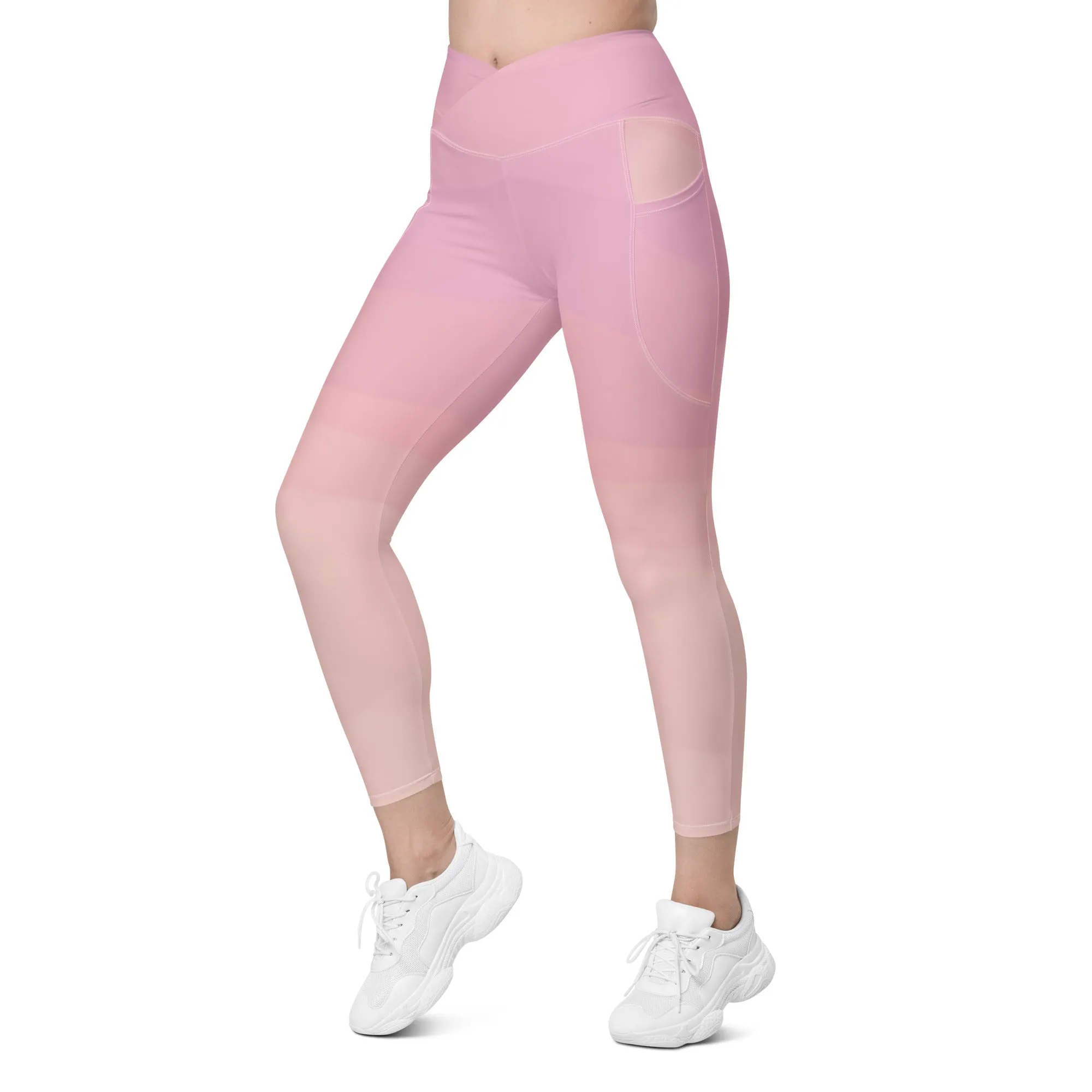 Tri-Color Pink Crossover leggings with pockets, lioness-love