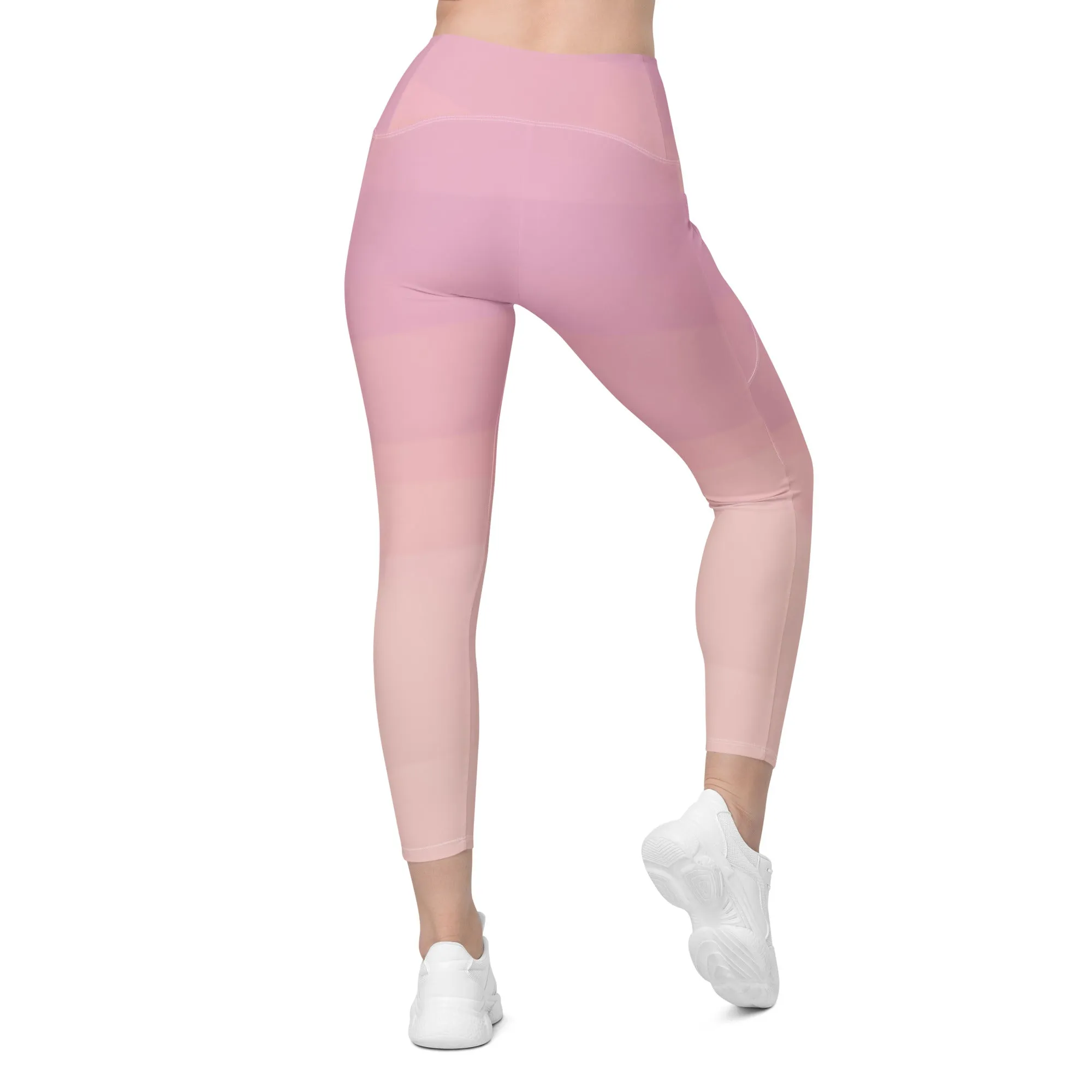 Tri-Color Pink Crossover leggings with pockets, lioness-love