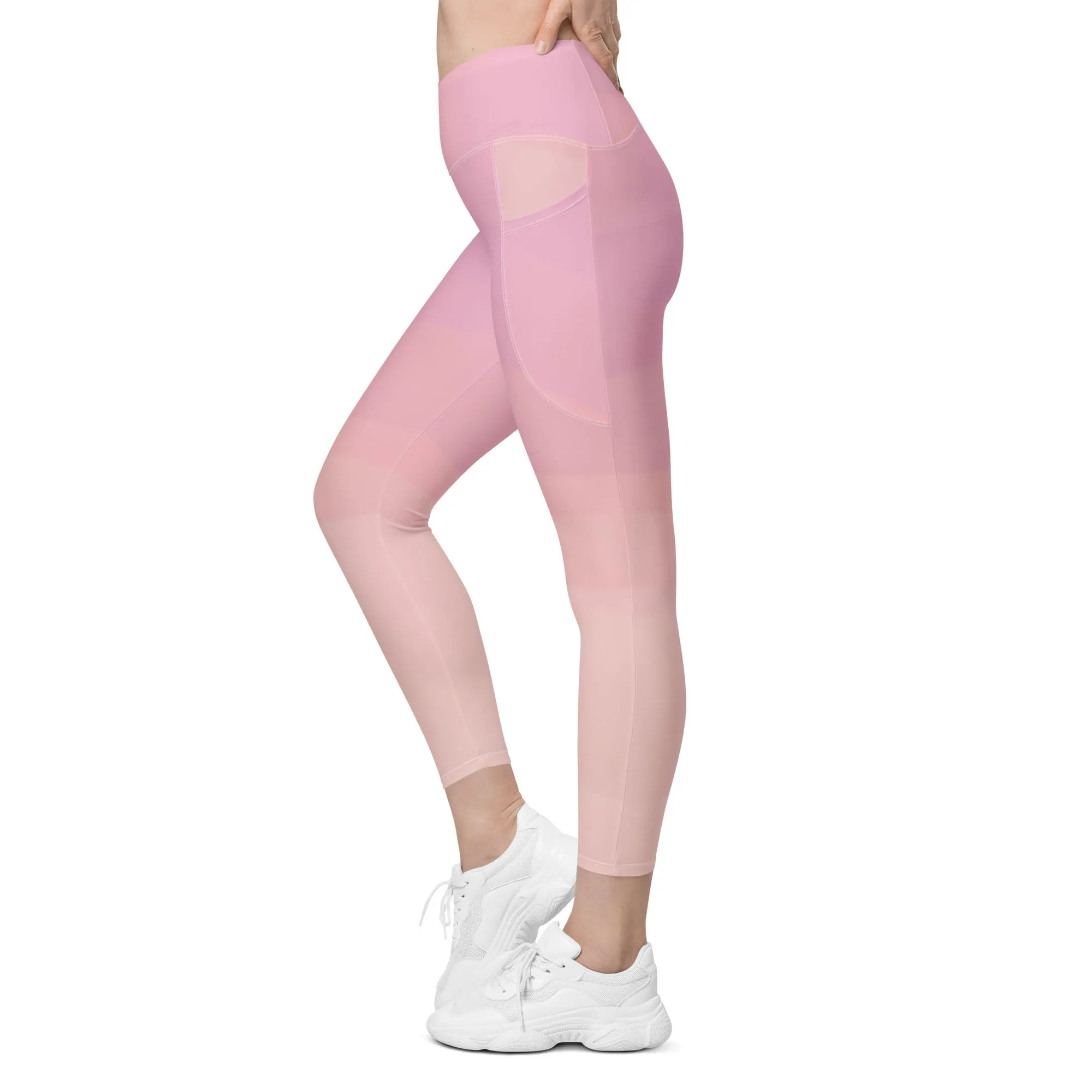 Tri-Color Pink Crossover leggings with pockets, lioness-love