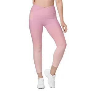 Tri-Color Pink Crossover leggings with pockets, lioness-love