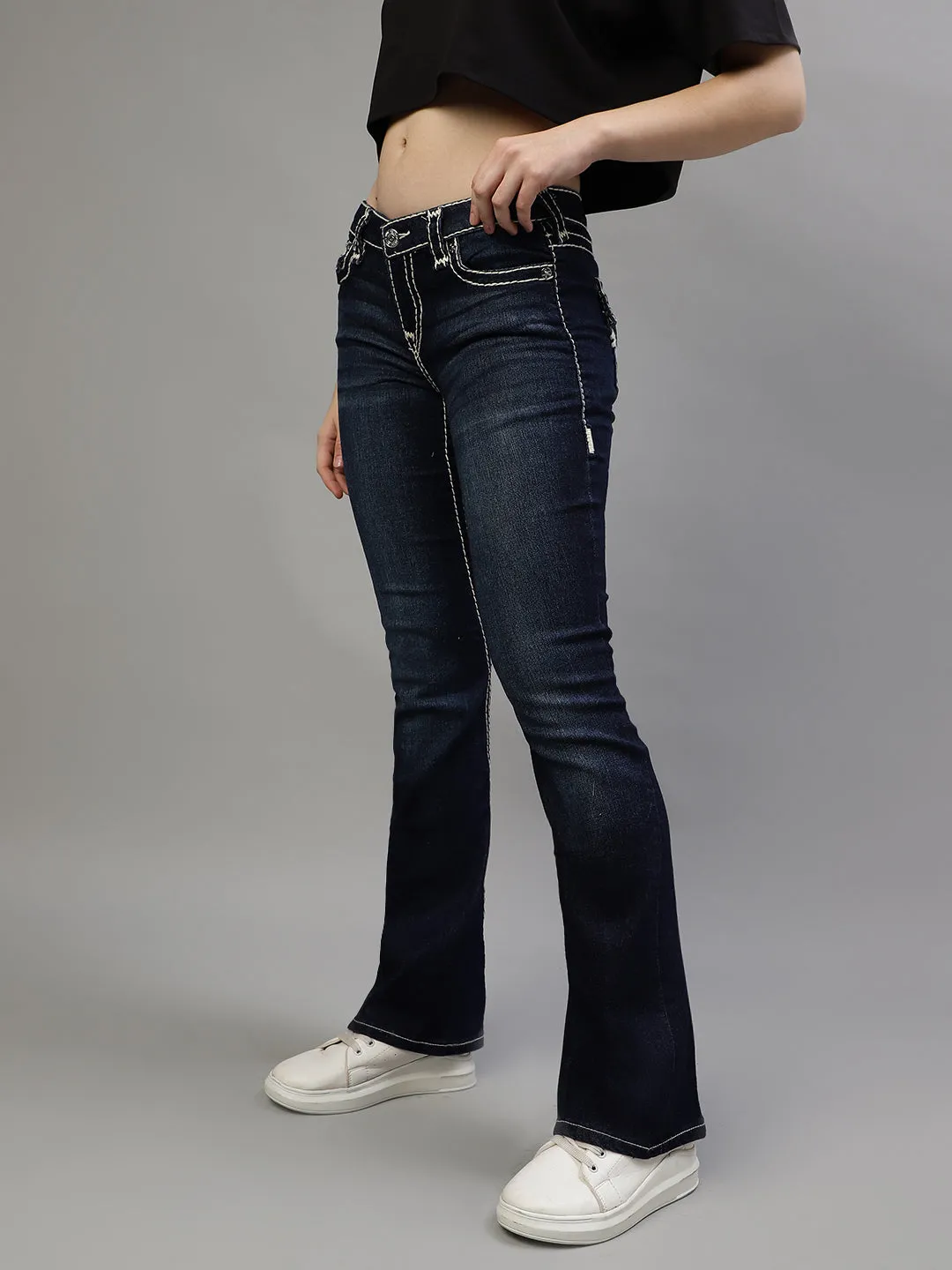 True Religion Womens Super T Joey Skinny Fit Blue Low Rise Jeans