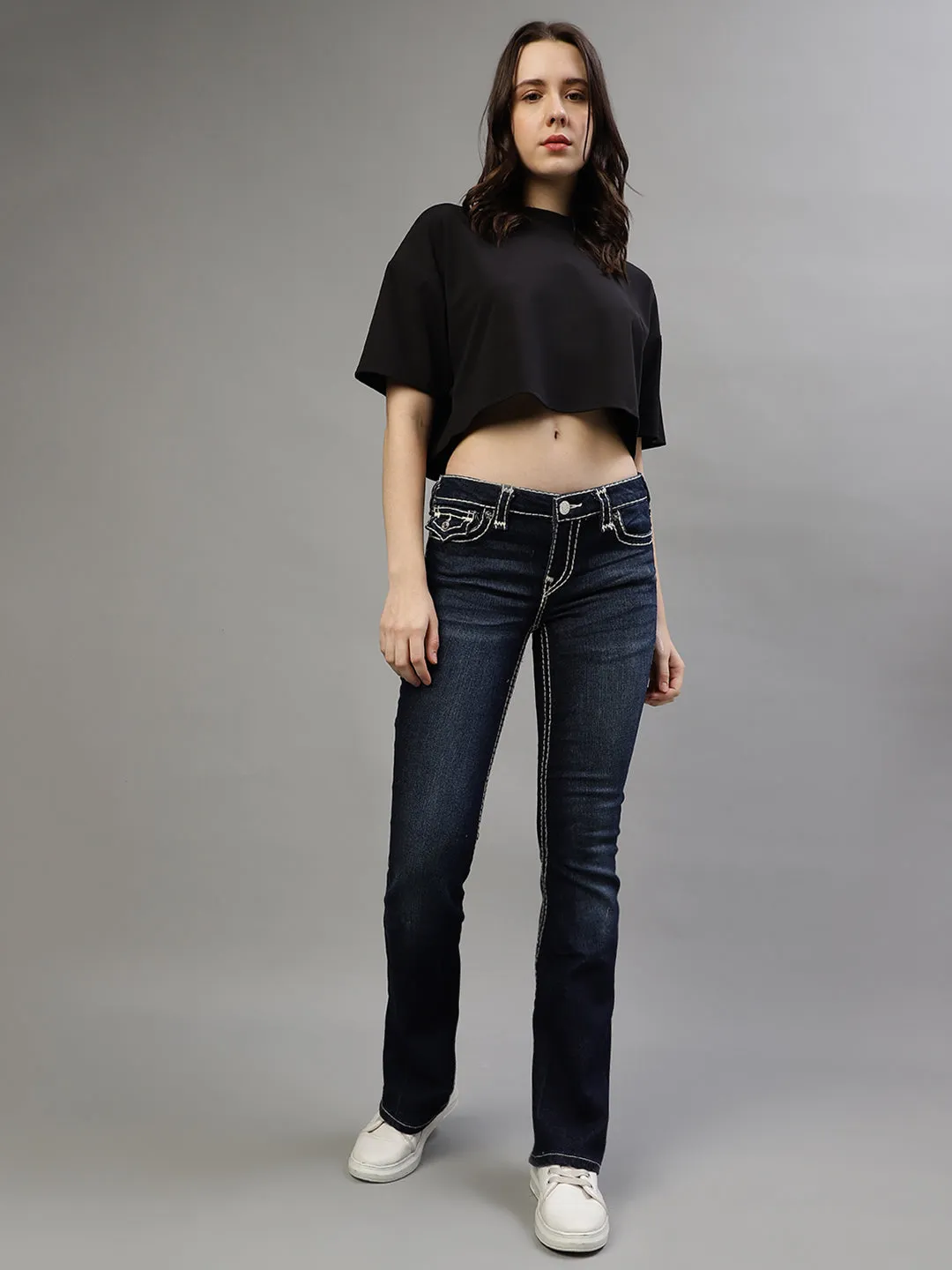 True Religion Womens Super T Joey Skinny Fit Blue Low Rise Jeans