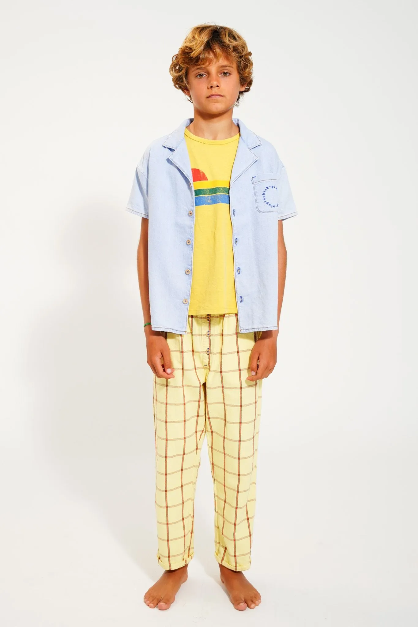 Unisex Trousers in Yellow Checkered