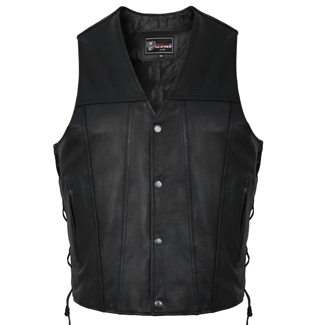Vance Leather Gambler Style Premium Cowhide Leather Vest