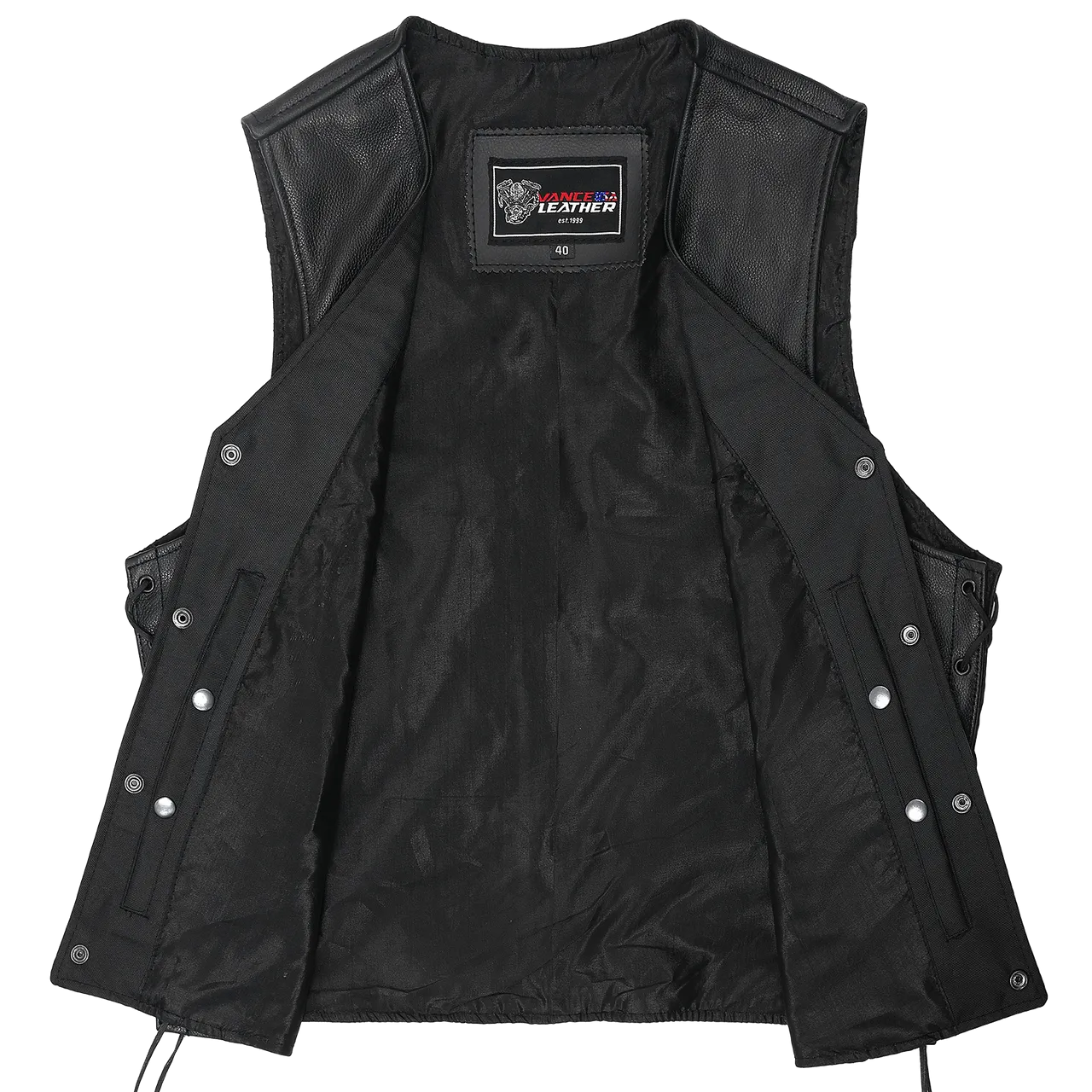 Vance Leather Gambler Style Premium Cowhide Leather Vest