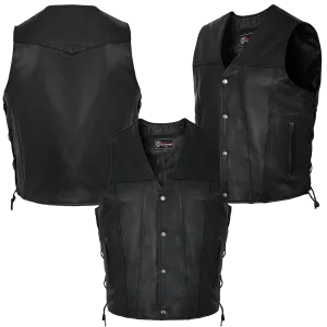 Vance Leather Gambler Style Premium Cowhide Leather Vest