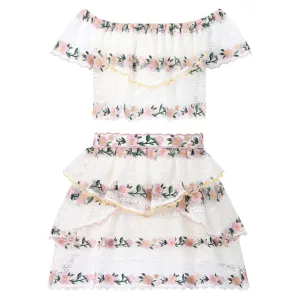 VICTORIA EMBROIDERED TOP AND SKIRT SET