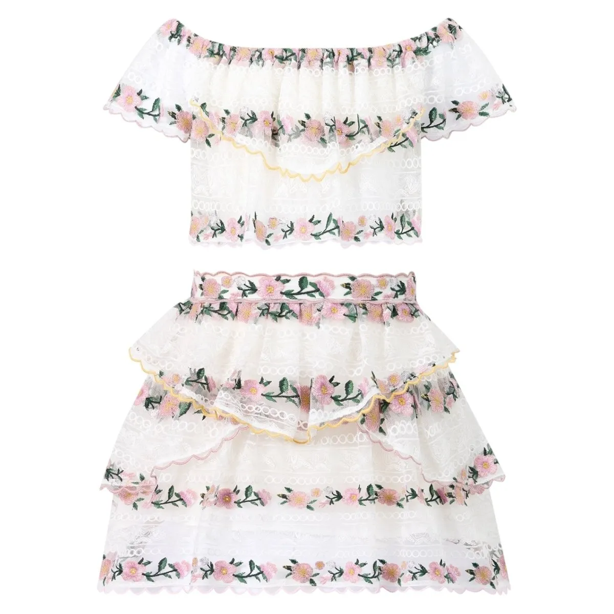 VICTORIA EMBROIDERED TOP AND SKIRT SET