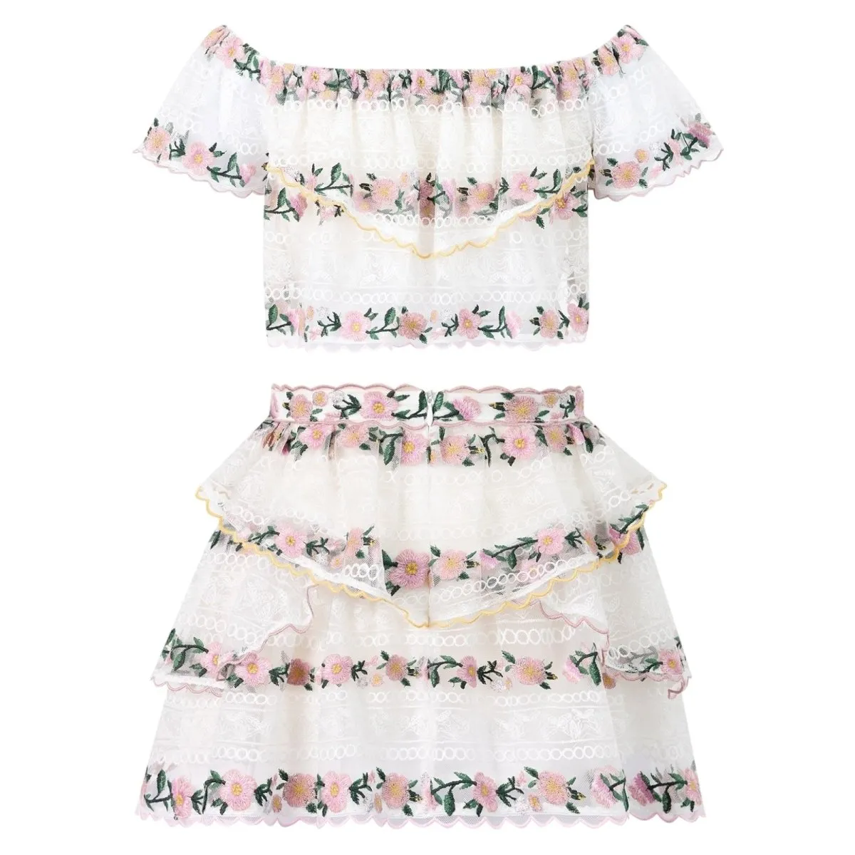 VICTORIA EMBROIDERED TOP AND SKIRT SET