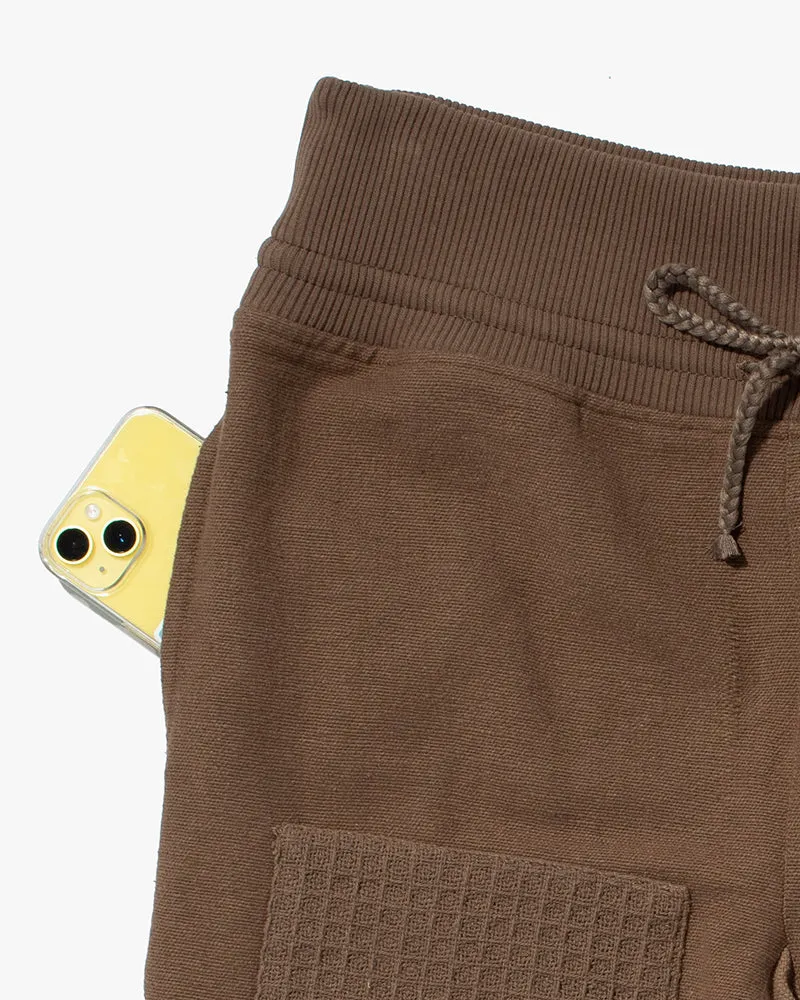 Wa-Modern Woven Drawstring Pants, Brown