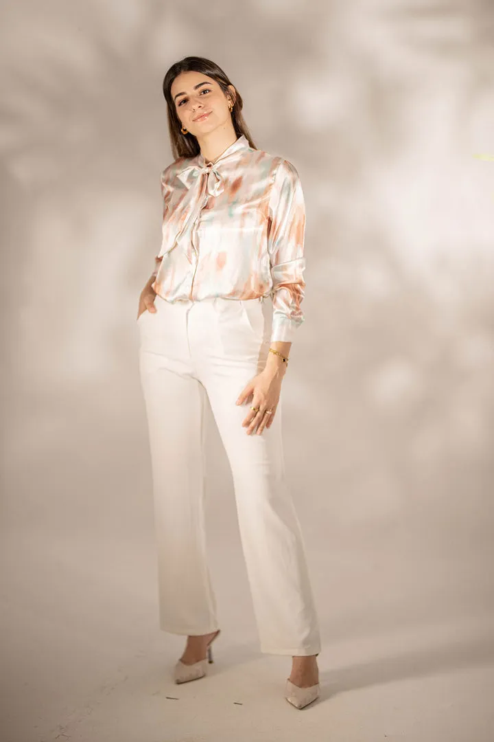 White Modern Fit Pants