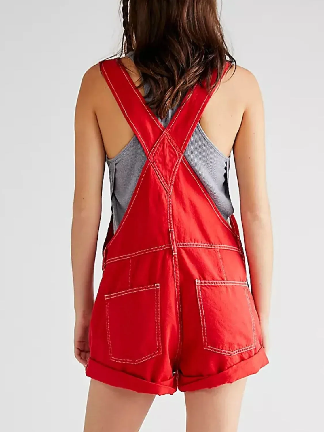 Wide Strap Square Neck Denim Overalls